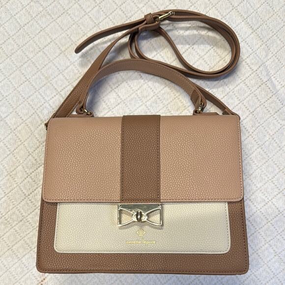 Nanette Lepore Crossbody Bag in Brown and Cream with Modern Design - Picture 1 of 16